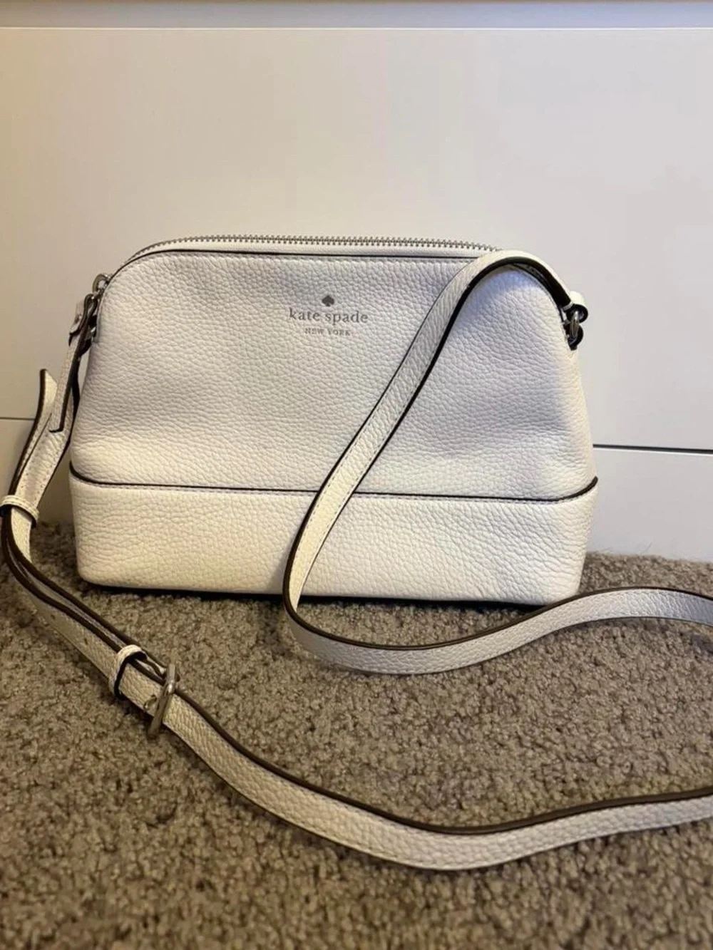 Kate Spade White Pebbled Leather Crossbody Bag